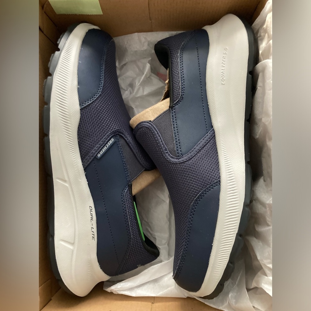 Skechers Men's Blue and White Slip-On Sneakers